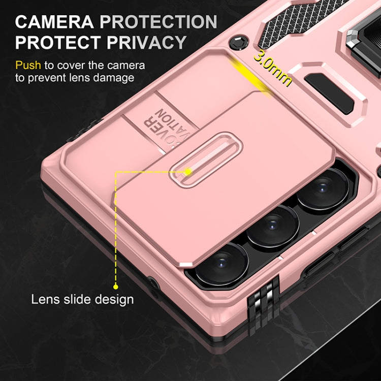 For Samsung Galaxy S25 Ultra 5G Armor PC Hybrid TPU Camera Shield Phone Case(Rose Gold) by buy2fix