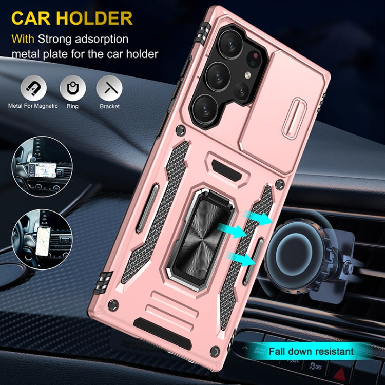 For Samsung Galaxy S25 Ultra 5G Armor PC Hybrid TPU Camera Shield Phone Case(Rose Gold) by buy2fix