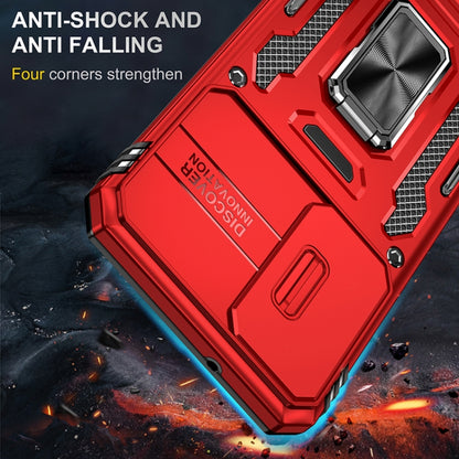 For Samsung Galaxy S25 5G Armor PC Hybrid TPU Camera Shield Phone Case(Red) - Galaxy S25 5G Cases by buy2fix | Online Shopping UK | buy2fix