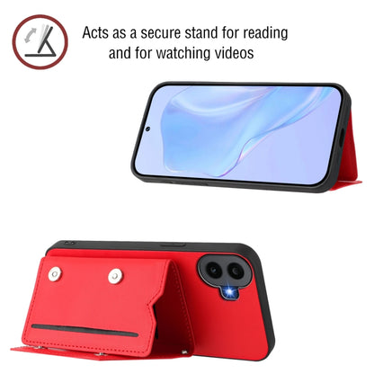 For Nothing CMF Phone 1 Skin Feel Four Card Slots Phone Case with Wrist Strap(Red) - Nothing Cases by buy2fix | Online Shopping UK | buy2fix