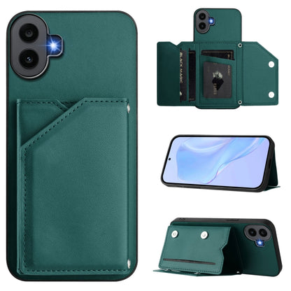 For Nothing CMF Phone 1 Skin Feel Four Card Slots Phone Case with Wrist Strap(Green) - Nothing Cases by buy2fix | Online Shopping UK | buy2fix