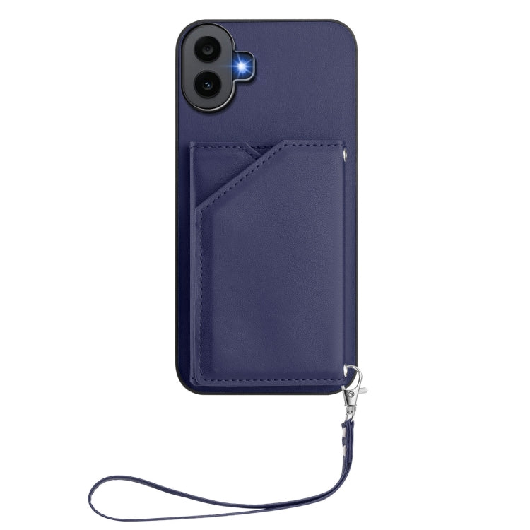 For Nothing CMF Phone 1 Skin Feel Four Card Slots Phone Case with Wrist Strap(Blue) - More Brand by buy2fix | Online Shopping UK | buy2fix