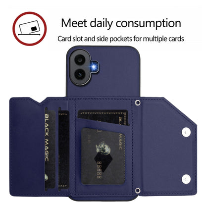 For Nothing CMF Phone 1 Skin Feel Four Card Slots Phone Case with Wrist Strap(Blue) - More Brand by buy2fix | Online Shopping UK | buy2fix