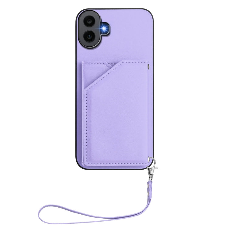 For Nothing CMF Phone 1 Skin Feel Four Card Slots Phone Case with Wrist Strap(Purple) - More Brand by buy2fix | Online Shopping UK | buy2fix