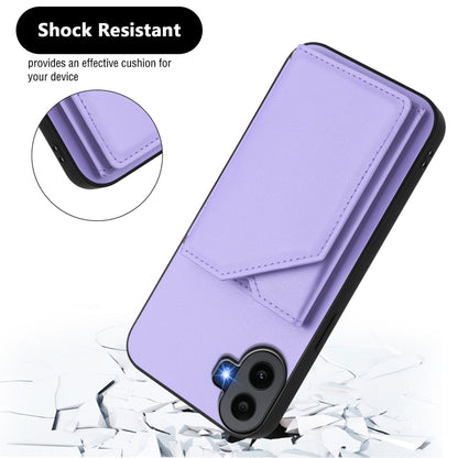 For Nothing CMF Phone 1 Skin Feel Four Card Slots Phone Case with Wrist Strap(Purple) - More Brand by buy2fix | Online Shopping UK | buy2fix