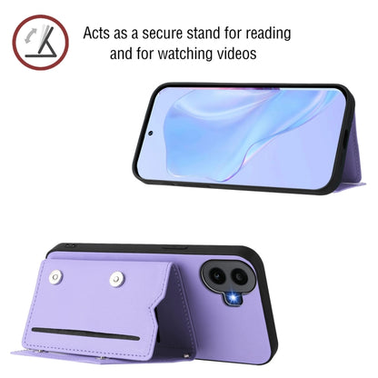 For Nothing CMF Phone 1 Skin Feel Four Card Slots Phone Case with Wrist Strap(Purple) - More Brand by buy2fix | Online Shopping UK | buy2fix