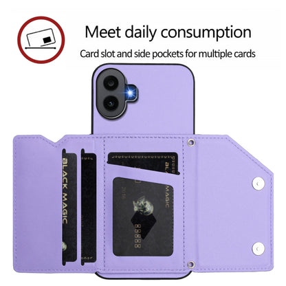 For Nothing CMF Phone 1 Skin Feel Four Card Slots Phone Case with Wrist Strap(Purple) - More Brand by buy2fix | Online Shopping UK | buy2fix