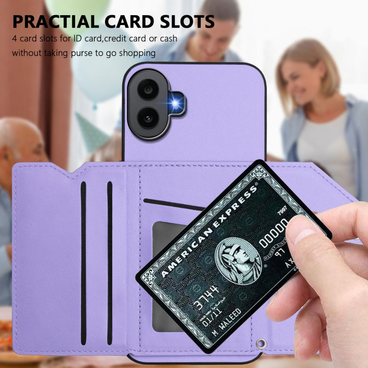 For Nothing CMF Phone 1 Skin Feel Four Card Slots Phone Case with Wrist Strap(Purple) - More Brand by buy2fix | Online Shopping UK | buy2fix