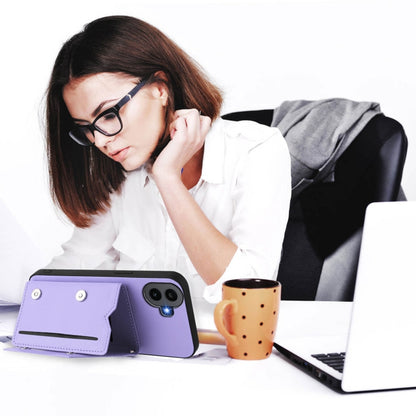 For Nothing CMF Phone 1 Skin Feel Four Card Slots Phone Case with Wrist Strap(Purple) - More Brand by buy2fix | Online Shopping UK | buy2fix