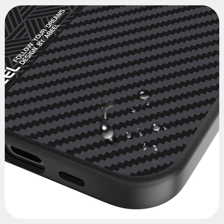 For iPhone 16e ABEEL 6D Micro Relief MagSafe Magnetic Phone Case(Carbon Fiber Black) - iPhone 16e Cases by buy2fix | Online Shopping UK | buy2fix