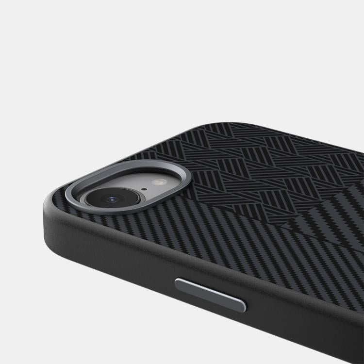For iPhone 16e ABEEL 6D Micro Relief MagSafe Magnetic Phone Case(Carbon Fiber Black) - iPhone 16e Cases by buy2fix | Online Shopping UK | buy2fix