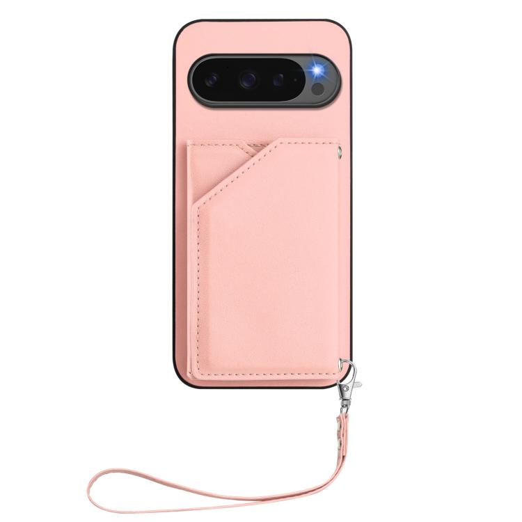 For Google Pixel 10 Pro XL Skin Feel Four Card Slots Phone Case with Wrist Strap(Pink) - Google Cases by buy2fix | Online Shopping UK | buy2fix