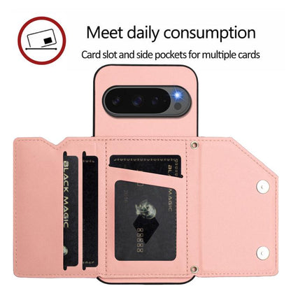 For Google Pixel 10 Pro XL Skin Feel Four Card Slots Phone Case with Wrist Strap(Pink) - Google Cases by buy2fix | Online Shopping UK | buy2fix
