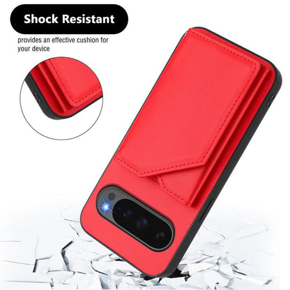 For Google Pixel 10 Pro XL Skin Feel Four Card Slots Phone Case with Wrist Strap(Red) - Google Cases by buy2fix | Online Shopping UK | buy2fix