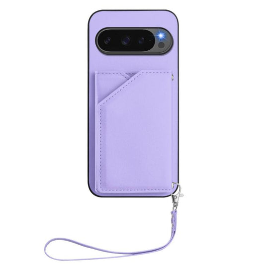 For Google Pixel 10 Pro XL Skin Feel Four Card Slots Phone Case with Wrist Strap(Purple) - Google Cases by buy2fix | Online Shopping UK | buy2fix
