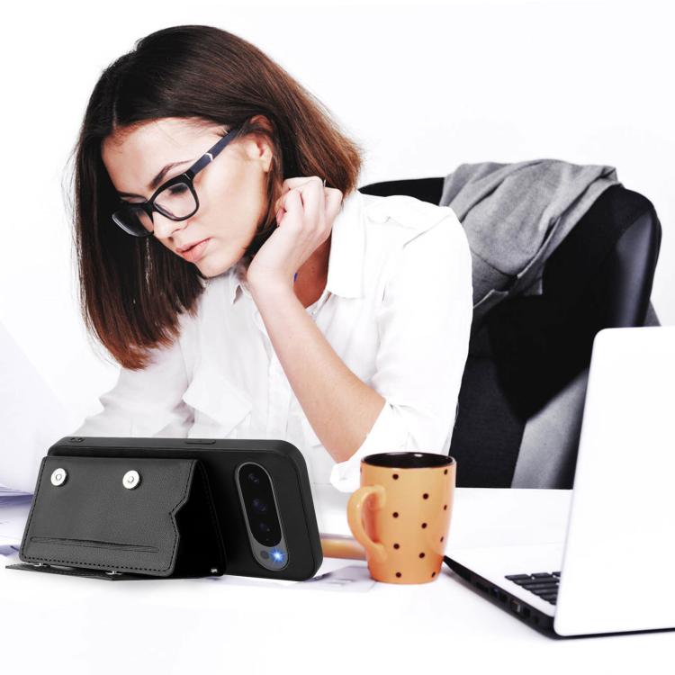 For Google Pixel 10 / 10 Pro Skin Feel Four Card Slots Phone Case with Wrist Strap(Black) - Google Cases by buy2fix | Online Shopping UK | buy2fix