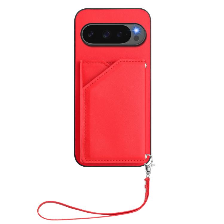 For Google Pixel 10 / 10 Pro Skin Feel Four Card Slots Phone Case with Wrist Strap(Red) - Google Cases by buy2fix | Online Shopping UK | buy2fix