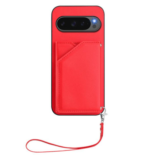 For Google Pixel 10 / 10 Pro Skin Feel Four Card Slots Phone Case with Wrist Strap(Red) - Google Cases by buy2fix | Online Shopping UK | buy2fix