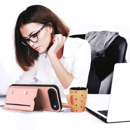 For iPhone Air Skin Feel Four Card Slots Phone Case with Wrist Strap(Pink) - iPhone Air Cases by buy2fix | Online Shopping UK | buy2fix