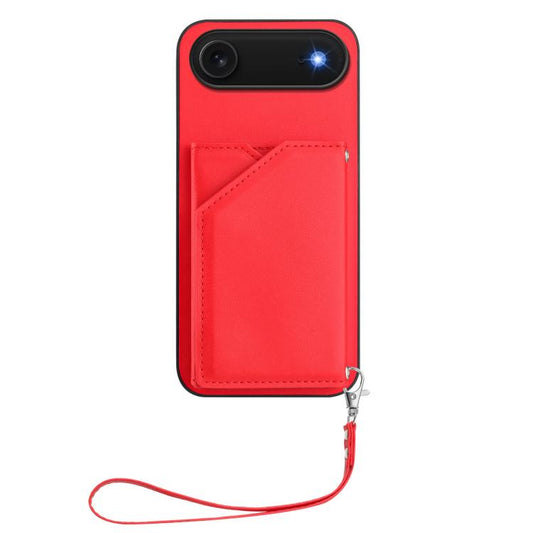 For iPhone Air Skin Feel Four Card Slots Phone Case with Wrist Strap(Red) - iPhone Air Cases by buy2fix | Online Shopping UK | buy2fix