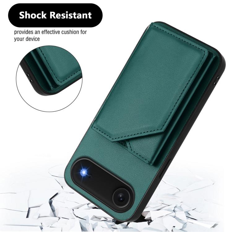 For iPhone Air Skin Feel Four Card Slots Phone Case with Wrist Strap(Green) - iPhone Air Cases by buy2fix | Online Shopping UK | buy2fix