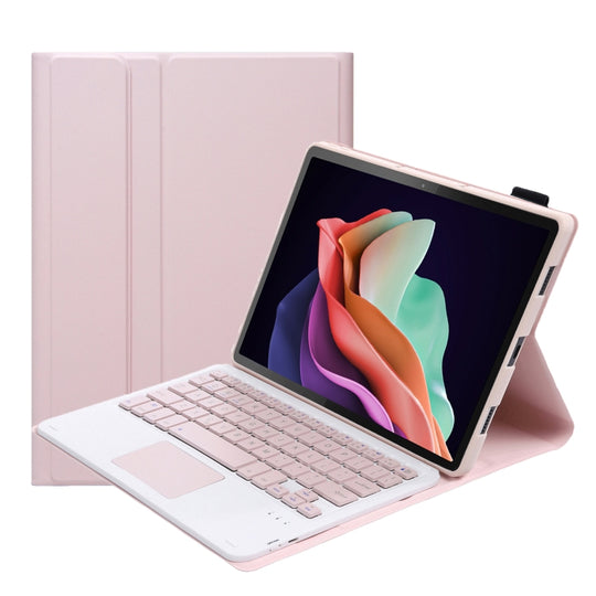For Huawei MatePad SE 10.4 Ultra-thin Detachable Bluetooth Keyboard Leather Tablet Case with Touchpad(Pink White)