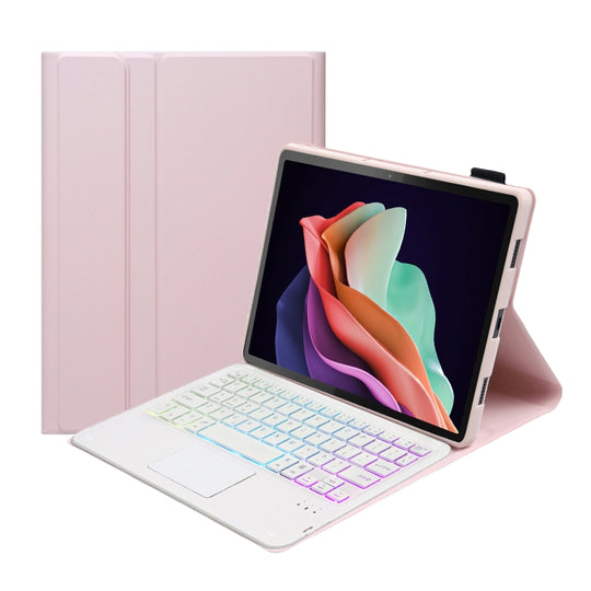 For Huawei MatePad SE 10.4 Ultra-thin Detachable Backlight Bluetooth Keyboard Leather Tablet Case with Touchpad(Pink White)