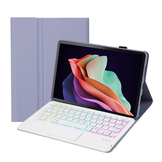 For Huawei MatePad SE 10.4 Ultra-thin Detachable Backlight Bluetooth Keyboard Leather Tablet Case with Touchpad(Lavender White)