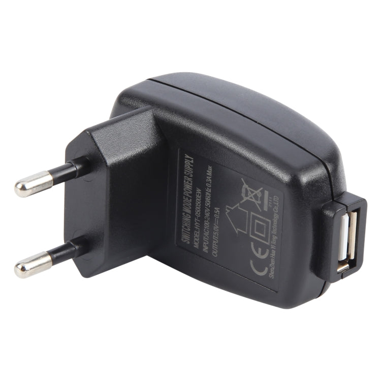 HYT-0500500EW 5V 1A USB Port Power Adapter, Plug Type:EU Plug(Black) - USB Charger by buy2fix | Online Shopping UK | buy2fix
