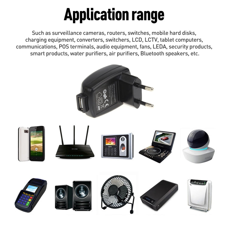 HYT-0500500EW 5V 1A USB Port Power Adapter, Plug Type:EU Plug(Black) - USB Charger by buy2fix | Online Shopping UK | buy2fix