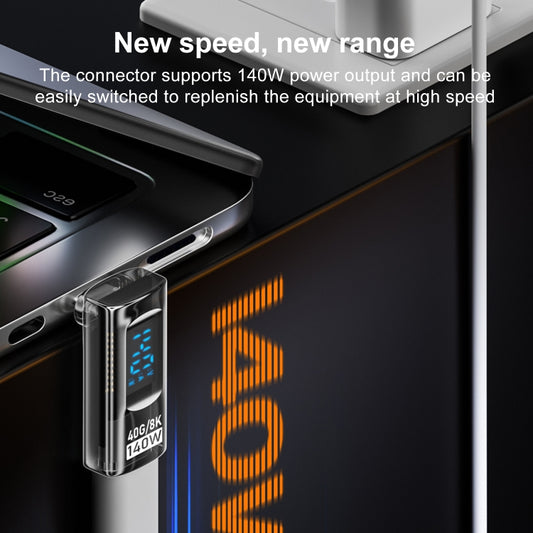 PD 140W Type-C / USB-C to Type-C / USB-C Digital Display Stereo Bend Adapter(Black) by buy2fix
