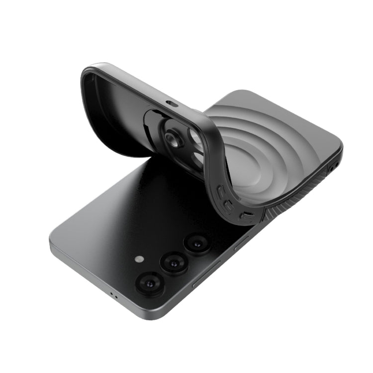 For Samsung Galaxy S25 5G Lens Frame Bracket Corrugated MagSafe Phone Case(Black) by buy2fix