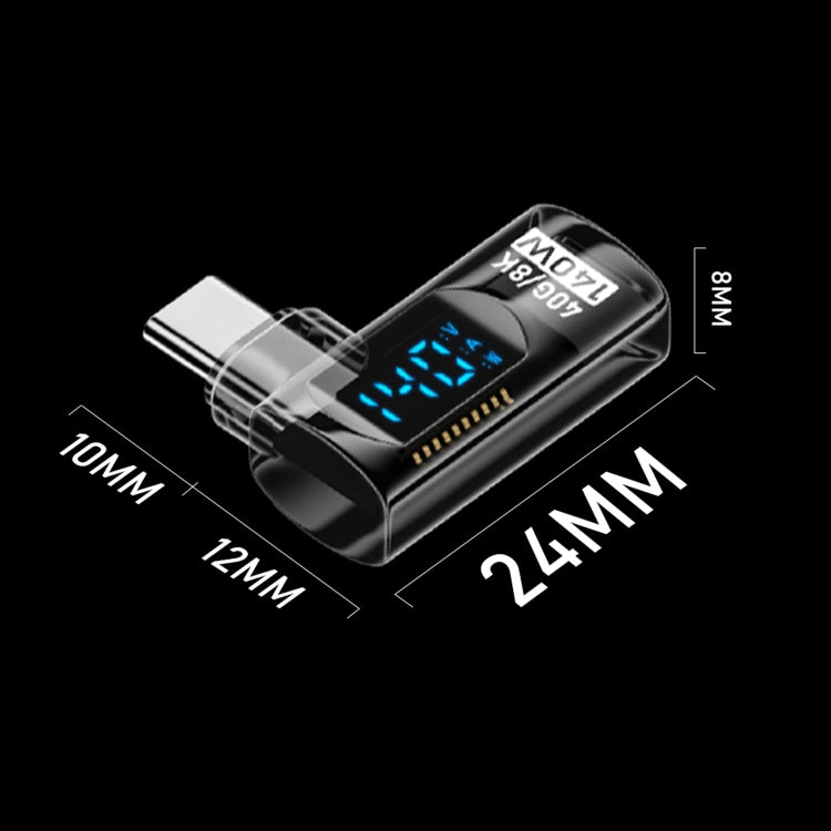 Type-C Male to Type-C Female Smart Digital Display Side Bend Charging Adapter(Light Black) - OTG Adapter by buy2fix | Online Shopping UK | buy2fix