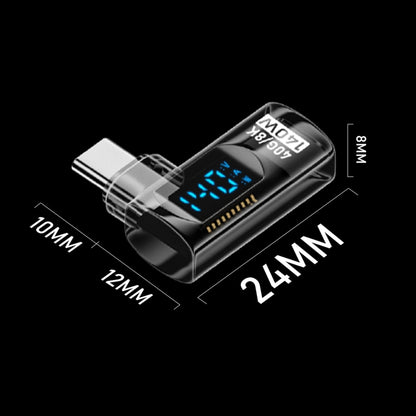 Type-C Male to Type-C Female Smart Digital Display Side Bend Charging Adapter(Black) - OTG Adapter by buy2fix | Online Shopping UK | buy2fix