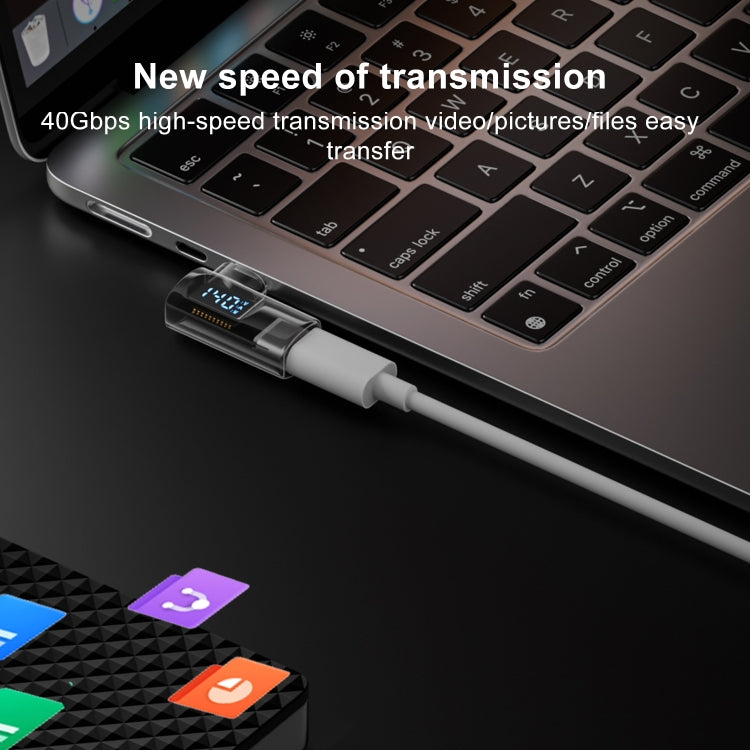 Type-C Male to Type-C Female Smart Digital Display Side Bend Charging Adapter(Blue) - OTG Adapter by buy2fix | Online Shopping UK | buy2fix