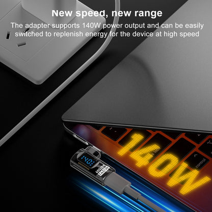 Type-C Male to Type-C Female Smart Digital Display Side Bend Charging Adapter(Black) - OTG Adapter by buy2fix | Online Shopping UK | buy2fix