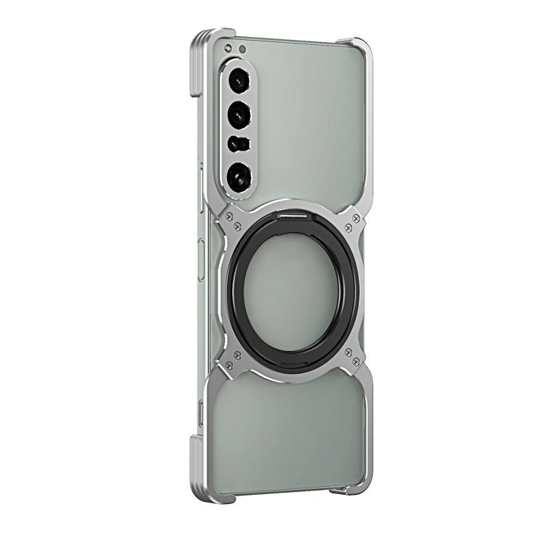 For Sony Xperia 1 IV Mechanical Arm Borderless MagSafe Holder Metal Phone Case(Silver) - Sony Cases by buy2fix | Online Shopping UK | buy2fix