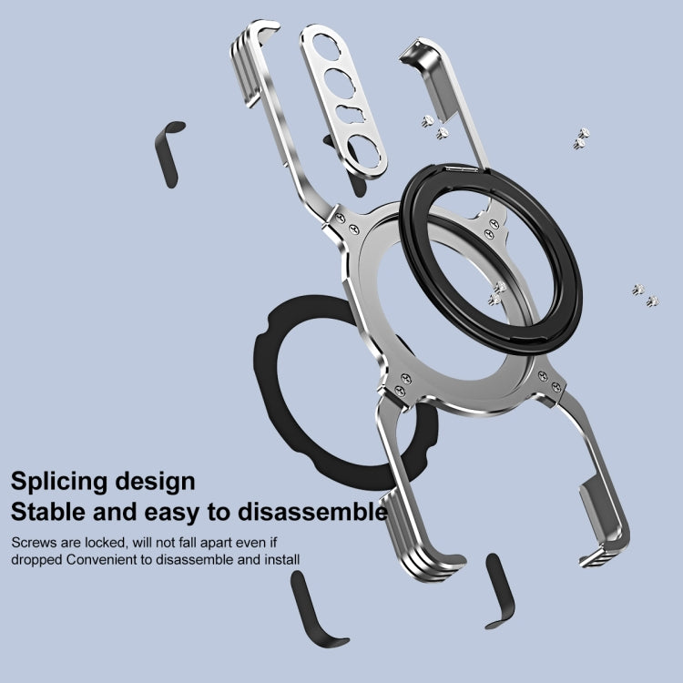 For Sony Xperia 1 IV Mechanical Arm Borderless MagSafe Holder Metal Phone Case(Black Red) - Sony Cases by buy2fix | Online Shopping UK | buy2fix