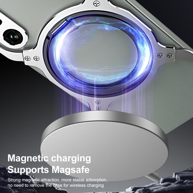 For Sony Xperia 1 V Mechanical Arm Borderless MagSafe Holder Metal Phone Case(Silver) - Sony Cases by buy2fix | Online Shopping UK | buy2fix