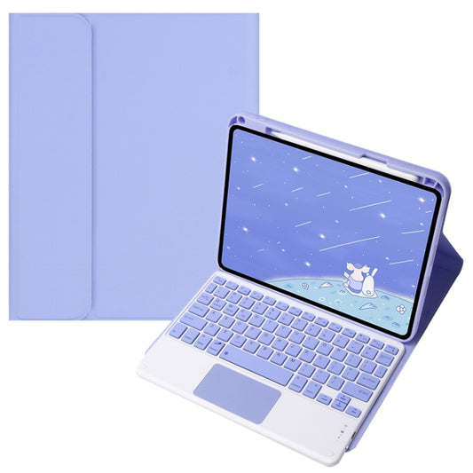 For Infinix Xpad 11 inch Candy Color Square Keys Bluetooth Keyboard Leather Case with Touchpad(Light Purple) by buy2fix