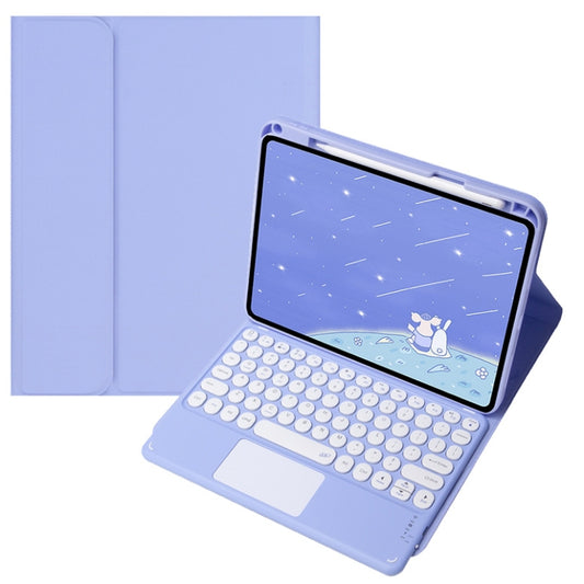 For Infinix Xpad 11 inch Candy Color Round Keys Bluetooth Keyboard Leather Case with Touchpad(Light Purple) by buy2fix