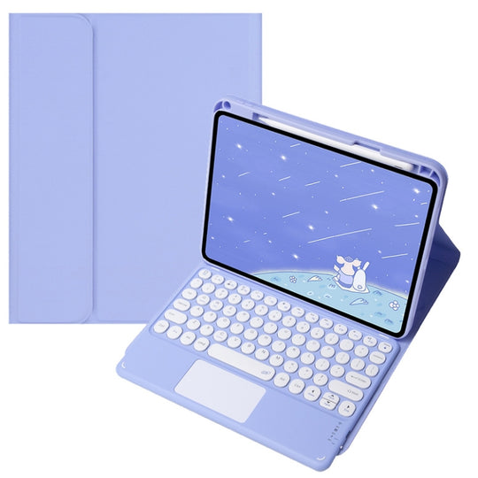 For Infinix Xpad 11 inch Candy Color Round Keys Bluetooth Keyboard Leather Case with Touchpad(Light Purple)