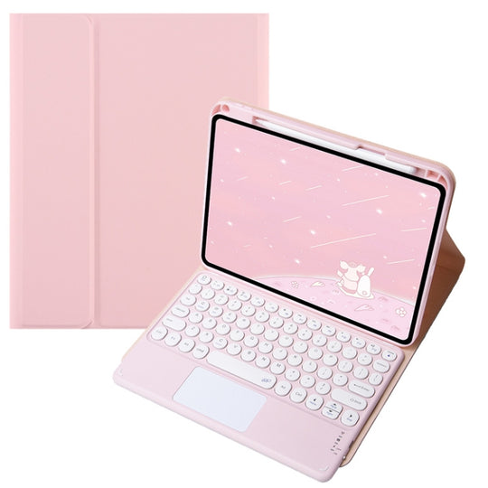 For Infinix Xpad 11 inch Candy Color Round Keys Bluetooth Keyboard Leather Case with Touchpad(Pink)