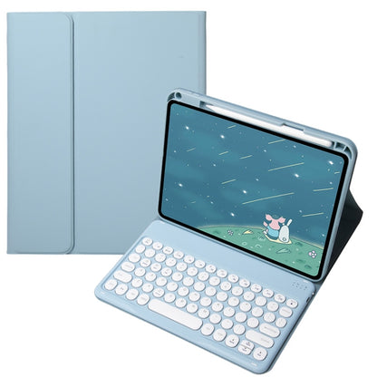 For Infinix Xpad 11 inch Candy Color Round Keys Bluetooth Keyboard Leather Case(Misty Blue) by buy2fix
