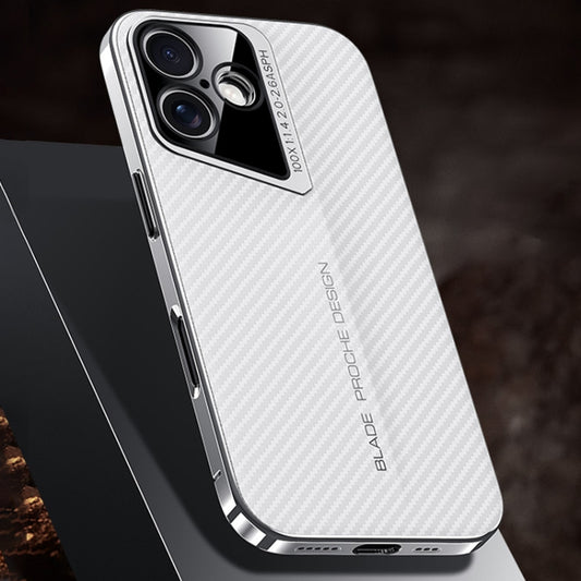 For iPhone 16 Carbon Fiber Texture PC Phone Case(White) - iPhone 16 Cases by buy2fix | Online Shopping UK | buy2fix