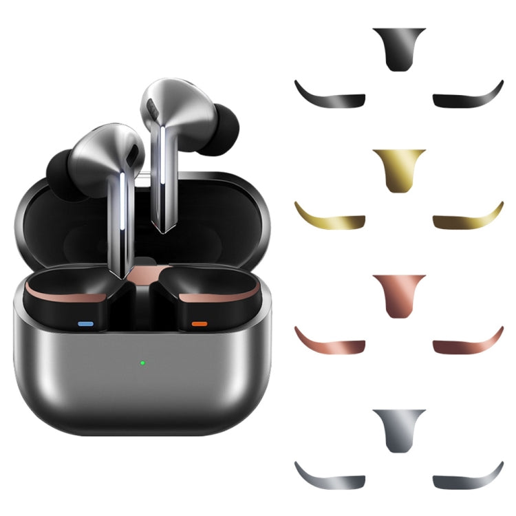 For Samsung Galaxy Buds3 Pro Bluetooth Earphone Charging Box Metal Stickers(Gold) - Protective Sticker by buy2fix | Online Shopping UK | buy2fix