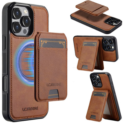 For iPhone 16 Pro LC.IMEEKE L3 Series Detachable RFID Card Bag Magsafe Phone Case(Brown) - iPhone 16 Pro Cases by LC.IMEEKE | Online Shopping UK | buy2fix