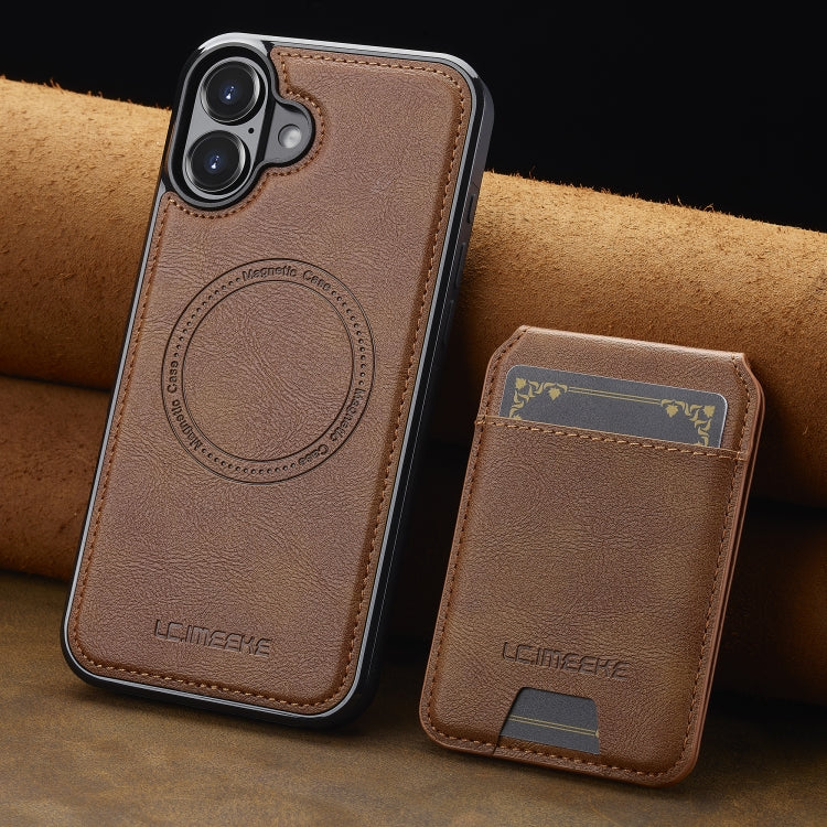 For iPhone 16 LC.IMEEKE L3 Series Detachable RFID Card Bag Magsafe Phone Case(Brown) - iPhone 16 Cases by LC.IMEEKE | Online Shopping UK | buy2fix