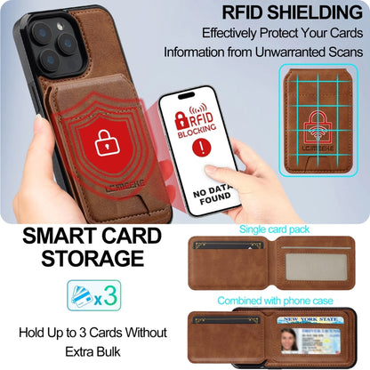 For iPhone 15 Pro Max LC.IMEEKE L3 Series Detachable RFID Card Bag Magsafe Phone Case(Brown) - iPhone 15 Pro Max Cases by LC.IMEEKE | Online Shopping UK | buy2fix