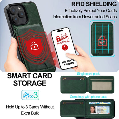 For iPhone 15 Pro Max LC.IMEEKE L3 Series Detachable RFID Card Bag Magsafe Phone Case(Green) - iPhone 15 Pro Max Cases by LC.IMEEKE | Online Shopping UK | buy2fix